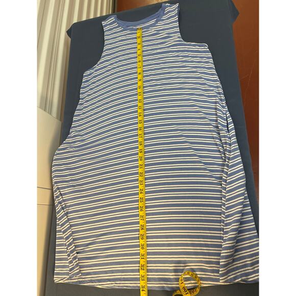 Time and Tru Sleeveless Crewneck Striped Flare Midi Dress Blue/White Size L - Picture 3 of 9